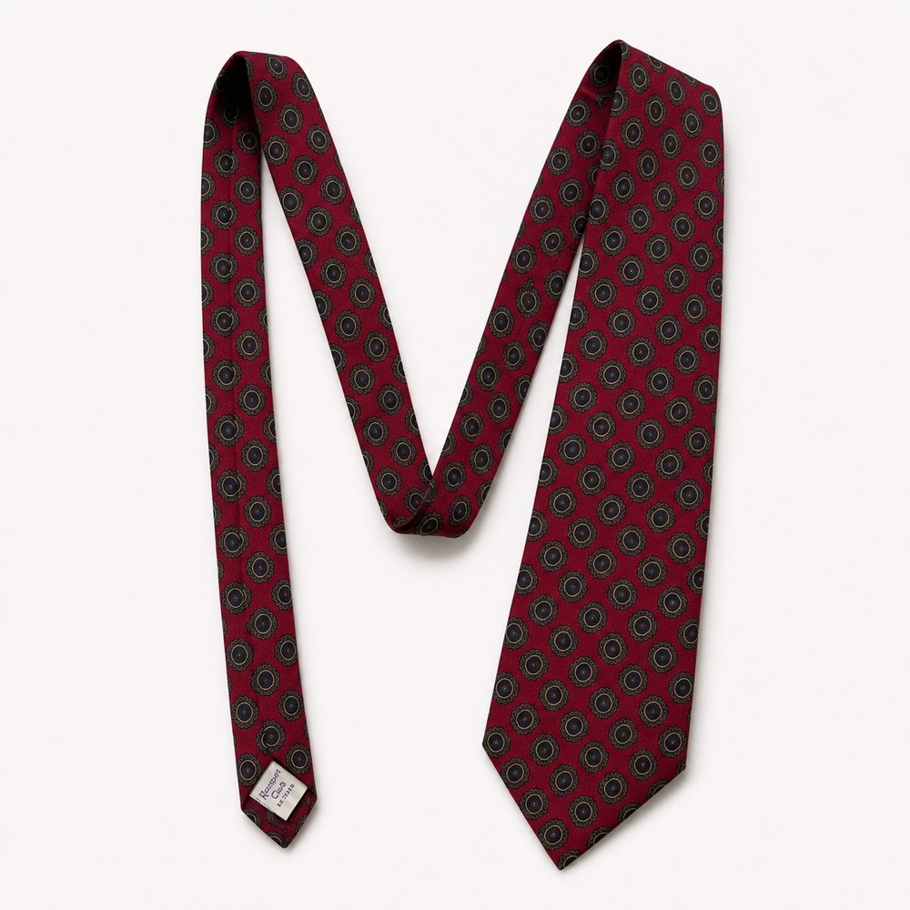 Vintage Wimbledon Collection Racquet Club Burgundy Foulard All Silk Tie ItalyUSA